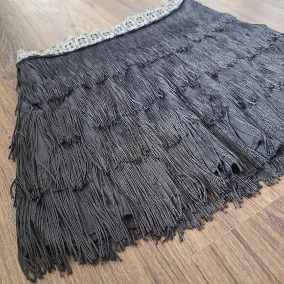 💙 Spirit 20's Inspired Fringe Flapper Mini Skirt Elastic Waist Size M/L - Picture 2 of 7